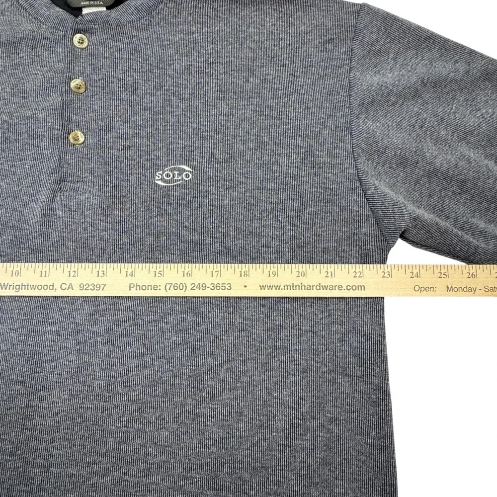 Vintage SOLO SEMORE Men's Gray Ribbed Henley Shirt USA Made Size Large 46